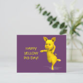 Happy Yellow Pig Day Attitude Briefkaart (Staand voorkant)