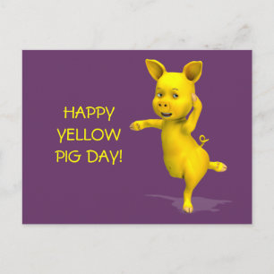 Happy Yellow Pig Day Attitude Briefkaart