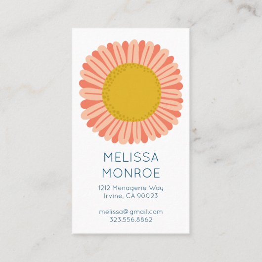 Happy Yellow Pink Daisy Sunflower afgebeeld Kortingskaartje (Achterkant)