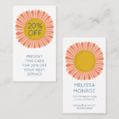 Happy Yellow Pink Daisy Sunflower afgebeeld Kortingskaartje (Voorkant / Achterkant)