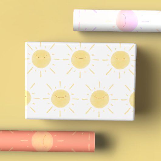 Happy Yellow, roze en Oranje zonneschijn Sun Inpakpapier Vel