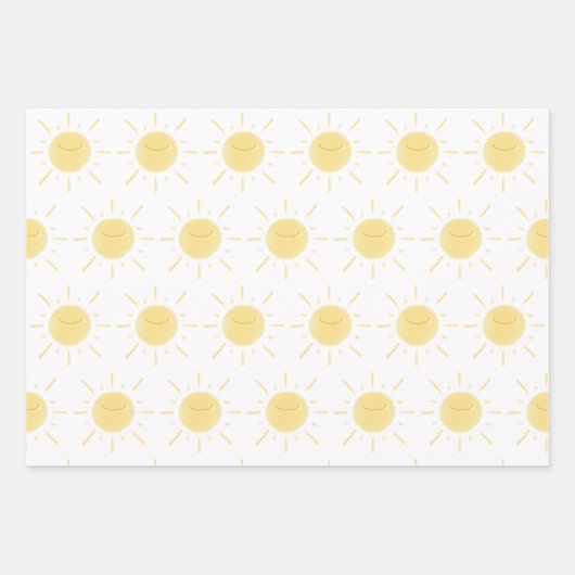 Happy Yellow, roze en Oranje zonneschijn Sun Inpakpapier Vel (Voorkant)
