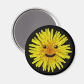 Happy Yellow Summer Dandelion Flower op elke kleur Magneet (Voorkant / Achterkant)