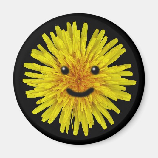 Happy Yellow Summer Dandelion Flower op elke kleur Magneet (Voorkant)
