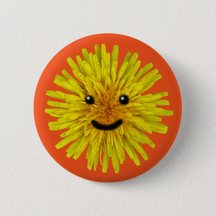 Happy Yellow Summer Dandelion Flower op elke kleur Ronde Button 5,7 Cm