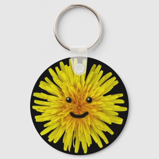 Happy Yellow Summer Dandelion Flower op elke kleur Sleutelhanger (Voorkant)
