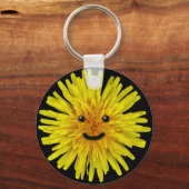 Happy Yellow Summer Dandelion Flower op elke kleur Sleutelhanger (Voorkant)