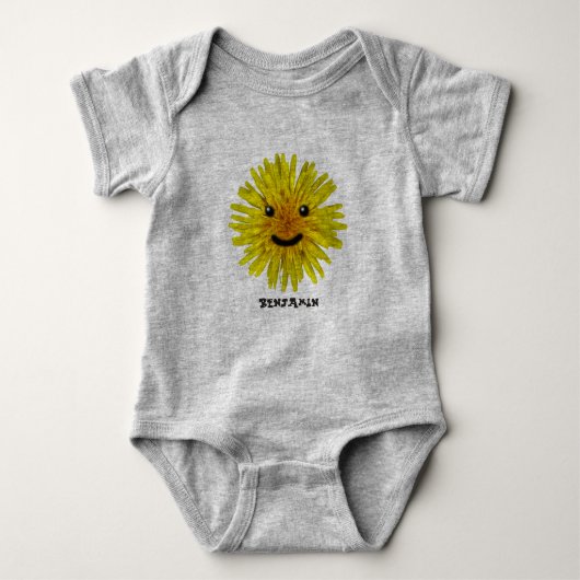 Happy Yellow Summer Flower op elke kleur Romper (Voorkant)