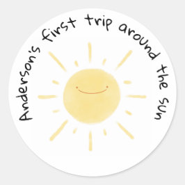 Happy Yellow Sun Gender Neutrale Party Ronde Sticker