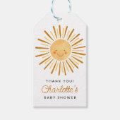 Happy Yellow Sunshine Baby shower Dank u Cadeaulabel (Voorkant)