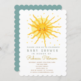 Happy Yellow Sunshine Baby shower Invitation Kaart