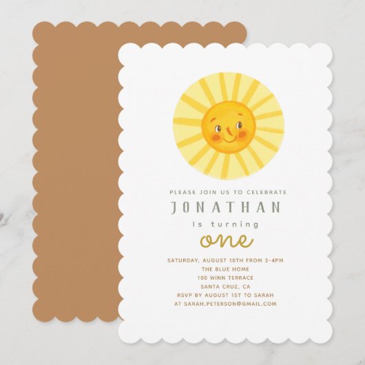 Happy Yellow Sunshine Birthday Uitnodiging (Voorkant / Achterkant)