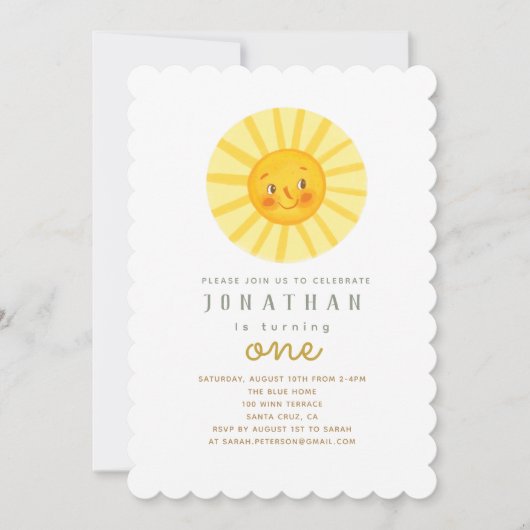 Happy Yellow Sunshine Birthday Uitnodiging (Voorkant)