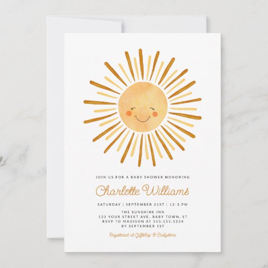 Happy Yellow Sunshine Boho Baby shower Kaart (Voorkant)