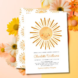 Happy Yellow Sunshine Boho Baby shower Kaart