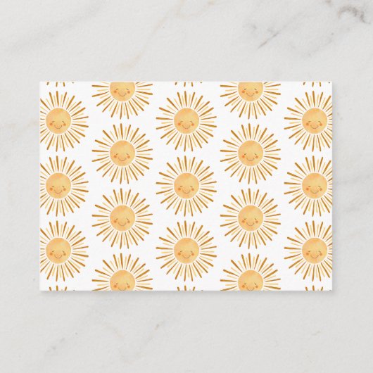 Happy Yellow Sunshine Diaper Baby shower Raffle Informatiekaartje (Achterkant)