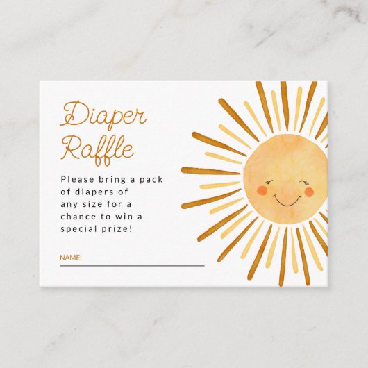 Happy Yellow Sunshine Diaper Baby shower Raffle Informatiekaartje (Voorkant)