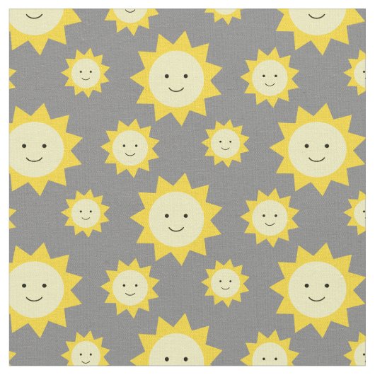 Happy Yellow Sunshine Grey Background Stof (Close Up)