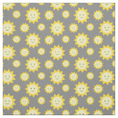 Happy Yellow Sunshine Grey Background Stof (Swatch)