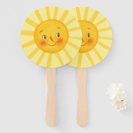 Happy Yellow Sunshine Handwaaier (Voorkant en achterkant)