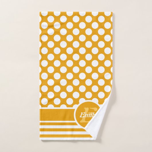 Happy Yellow & White, Polka Dot genaamd Bad Handdoek (Handdoek)