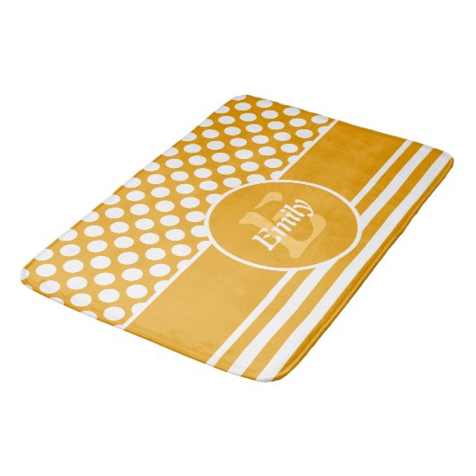 Happy Yellow &White, Polka Dot genaamd Badmat (Gekanteld)