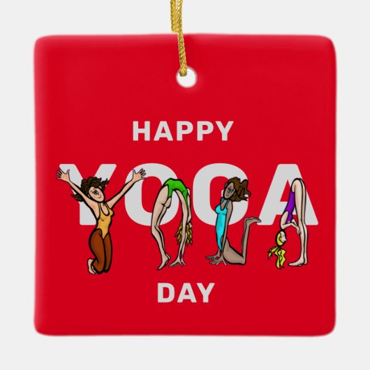 Happy Yoga Day Women Letter Positions Ornament (Voorkant)