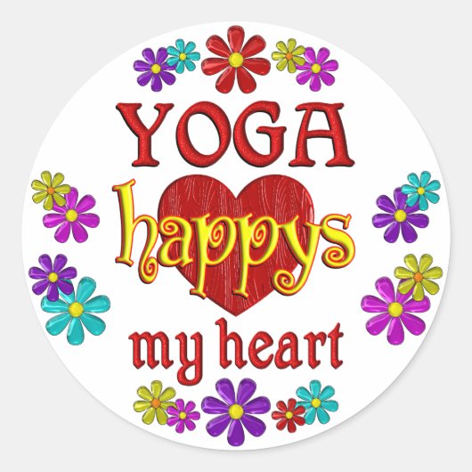 Happy Yoga Ronde Sticker (Voorkant)