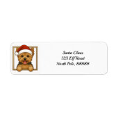 Happy Yorkie Christmas Return Adres Etiket (Voorkant)