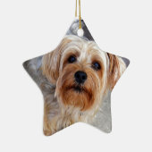 Happy Yorkie Puppy Keramisch Ornament (Rechts)