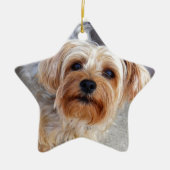 Happy Yorkie Puppy Keramisch Ornament (Voorkant)