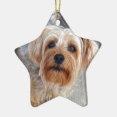 Happy Yorkie Puppy Keramisch Ornament (Links)
