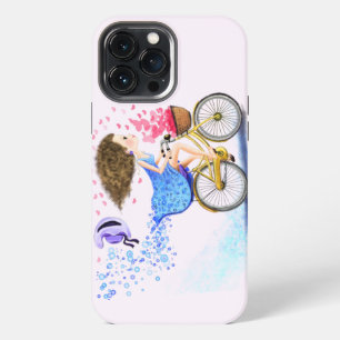 Happy Young Girl on a Bike - Romantische liefde iPhone 13 Pro Max Hoesje