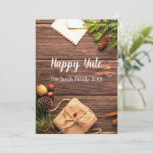 Happy Yule Feestdagenkaart (Staand voorkant)