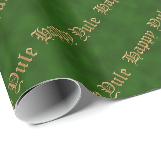 Happy Yule Green en Gold Pagan Wrapping Paper Cadeaupapier (Rol Hoek)