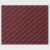 Happy Yule Red en Gold Pagan Wrapping Paper Cadeaupapier (Vlak)