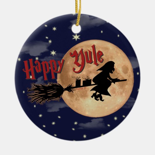 Happy Yule Witch Xmas Ornaments Keramisch Ornament (Voorkant)