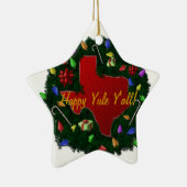 Happy Yule Y'all Texas kerst-sierent Keramisch Ornament (Rechts)