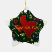 Happy Yule Y'all Texas kerst-sierent Keramisch Ornament (Voorkant)