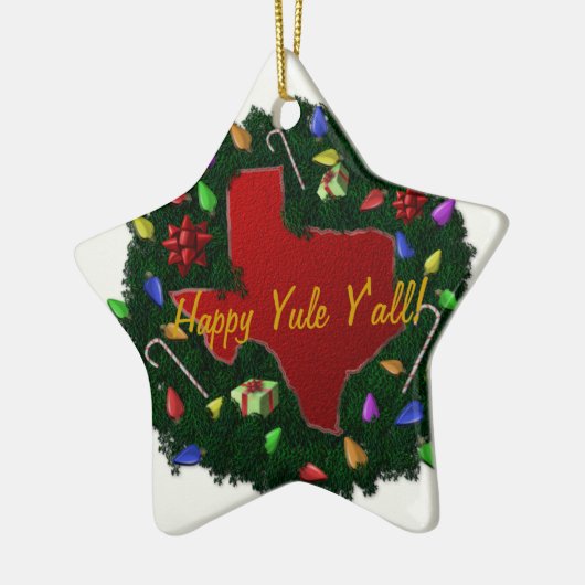 Happy Yule Y'all Texas kerst-sierent Keramisch Ornament (Links)