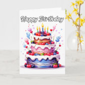 Happy Yummy Cake Day Kaart (Gele Bloem)