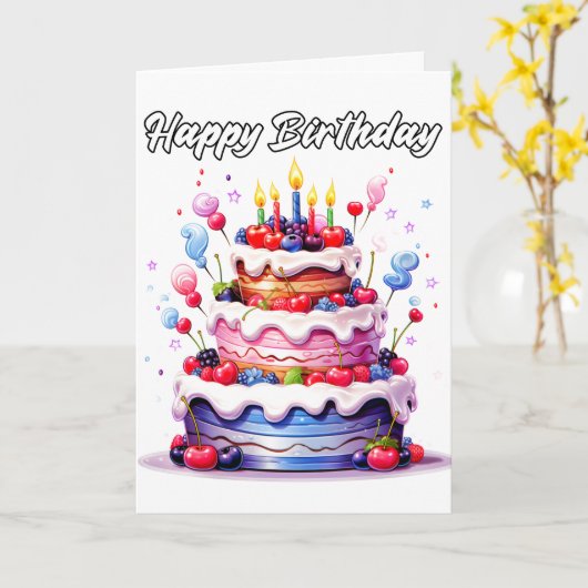 Happy Yummy Cake Day Kaart (Gele Bloem)