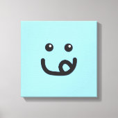 Happy Yummy Face_baby blue Canvas Afdruk (Voorkant)