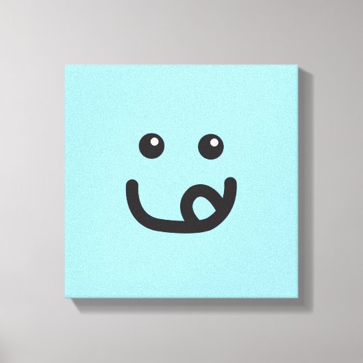 Happy Yummy Face_baby blue Canvas Afdruk (Voorkant)