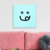 Happy Yummy Face_baby blue Canvas Afdruk (Insitu (Woonkamer))