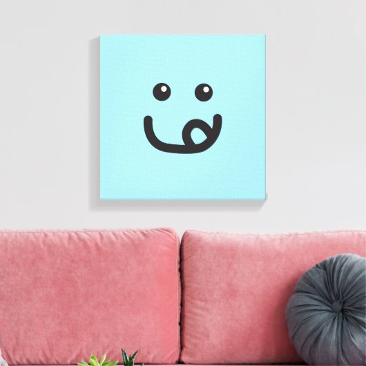 Happy Yummy Face_baby blue Canvas Afdruk (Insitu (Woonkamer))