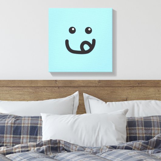 Happy Yummy Face_baby blue Canvas Afdruk (Insitu (Slaapkamer))