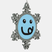 Happy Yummy Face_baby blue Tin Sneeuwvlok Ornament (Links)