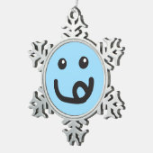 Happy Yummy Face_baby blue Tin Sneeuwvlok Ornament (Rechts)