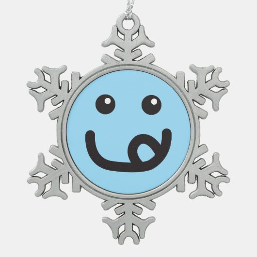 Happy Yummy Face_baby blue Tin Sneeuwvlok Ornament (Voorkant)